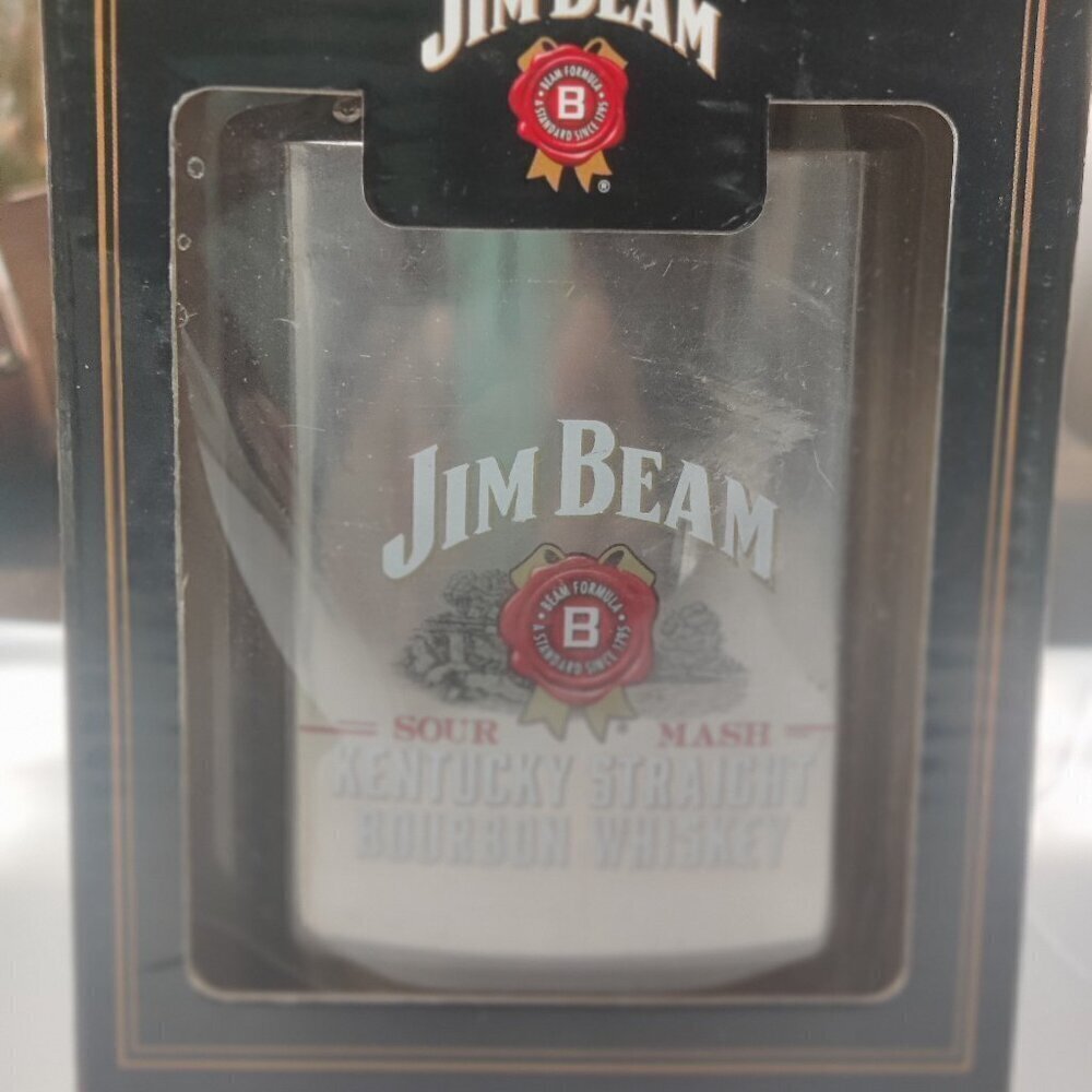 Jim Beam 5 fl oz  Flask in Stainless Steel. Gift Boxed